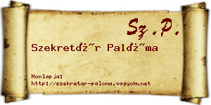 Szekretár Palóma névjegykártya